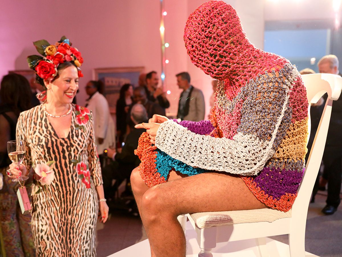 A bold crocheted performance at the Brooklyn Artists Ball Photo: Benjamin Lozovsky/BFA.com