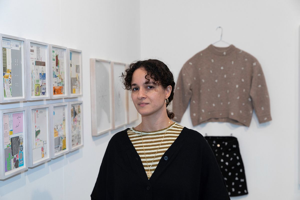 The Lebanese artist Stéphanie Saadé with her work at the Marfa’ stand at Frieze London David Owens