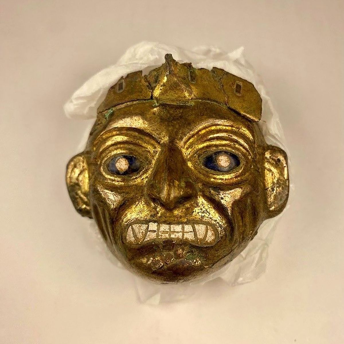 The Moche Mask recently returned to Peruvian authorities Courtesy of the Manhattan District Attorney's Office