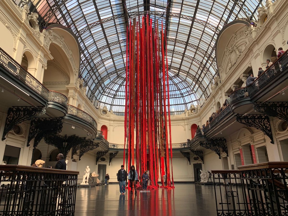 Cecilia Vicuña, Quipu Menstrual, Museo Nacional de Bellas Artes, Santiago de Chile, 2023 Photo by Carolina Castro