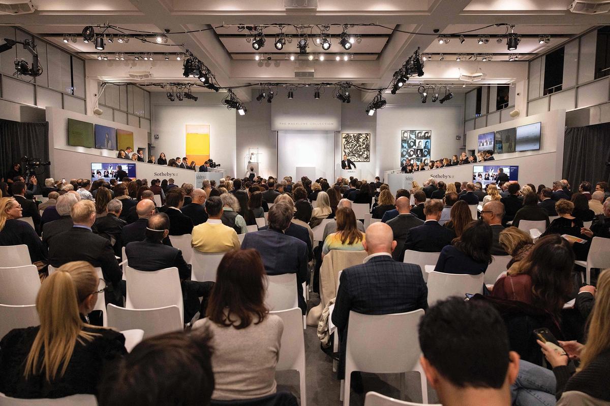 Propped up sales: the Macklowe Collection auction at Sotheby’s, New York, in November, where all lots had a global guarantee Yuki Iwamura/AFP via Getty Images