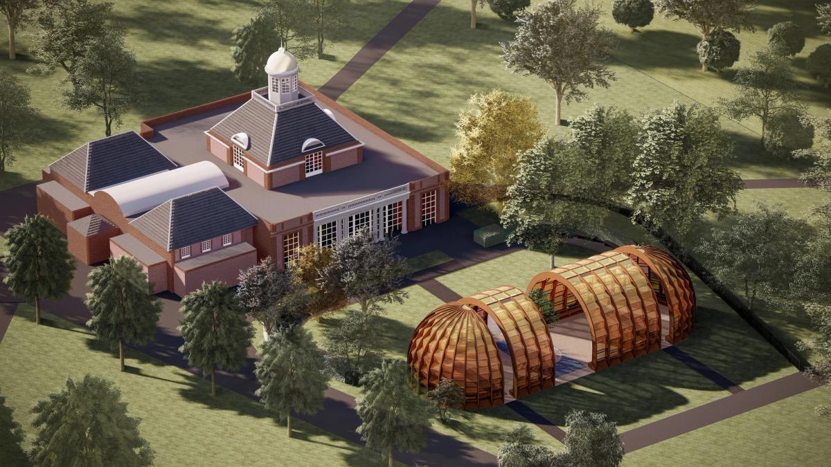 Serpentine Pavilion 2025 designed by Marina Tabassum, Marina Tabassum Architects (MTA). Design render, exterior view
Photo © Marina Tabassum Architects (MTA). Courtesy: Serpentine