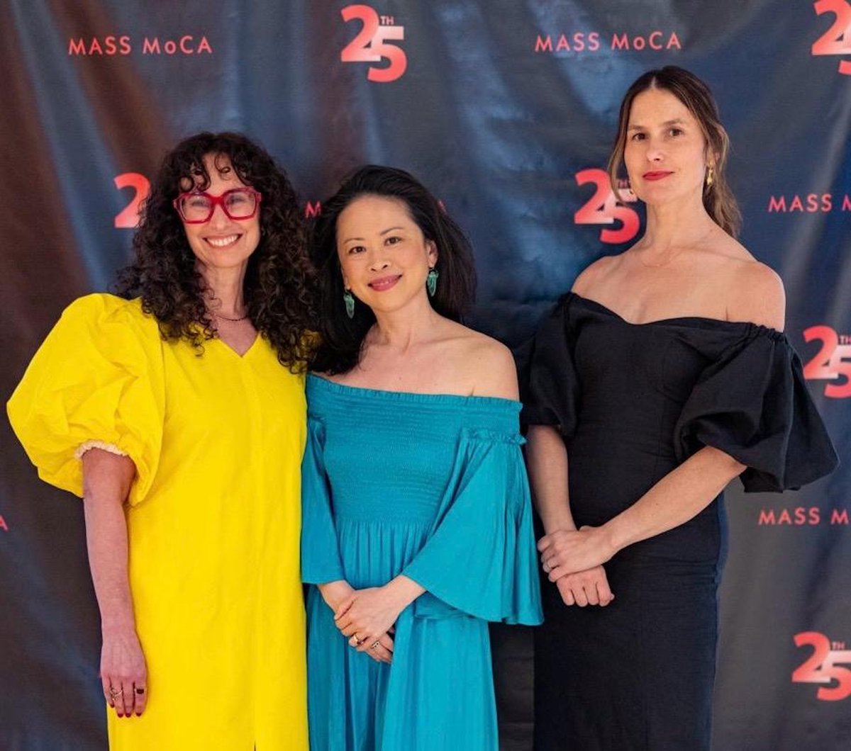 Left to right: Arrival Art Fair's co-founders Sarah Galender Meyer, Yng-Ru Chen and Crystalle Lacouture at the Mass Moca 25th anniversary gala Photo by Douglas Mason