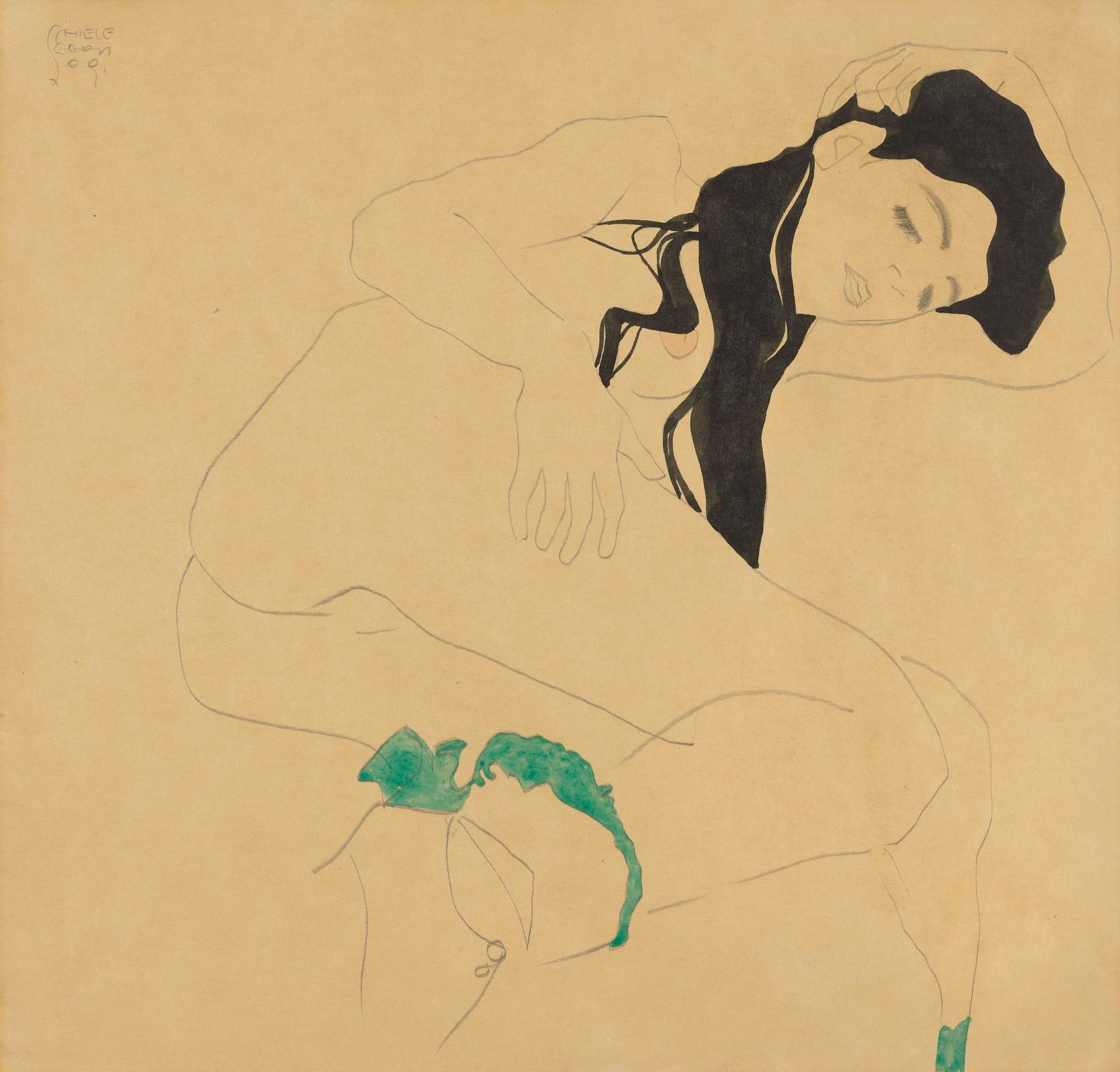 Egon Schiele's Liegender Mädchenakt Courtesy of Christie's