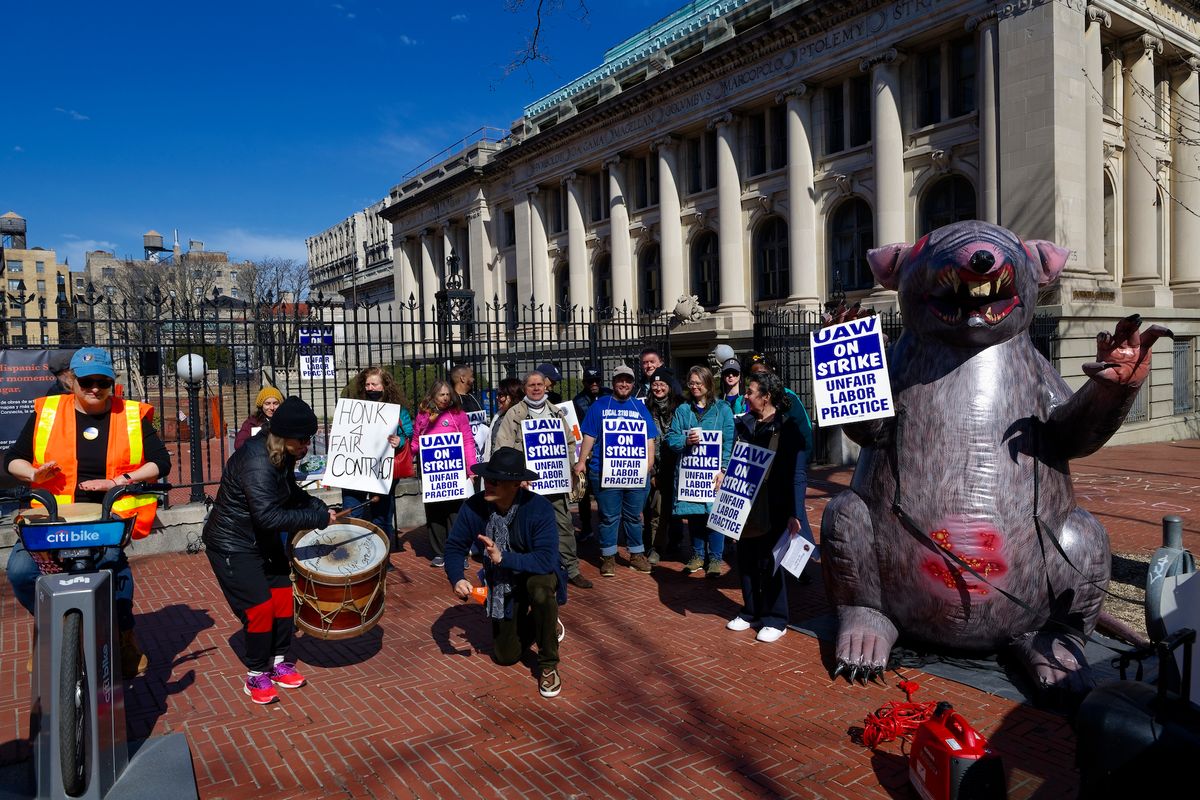 Striking employees of the Hispanic Society Museum & Library and their supporters Courtesy UAW Local 2110