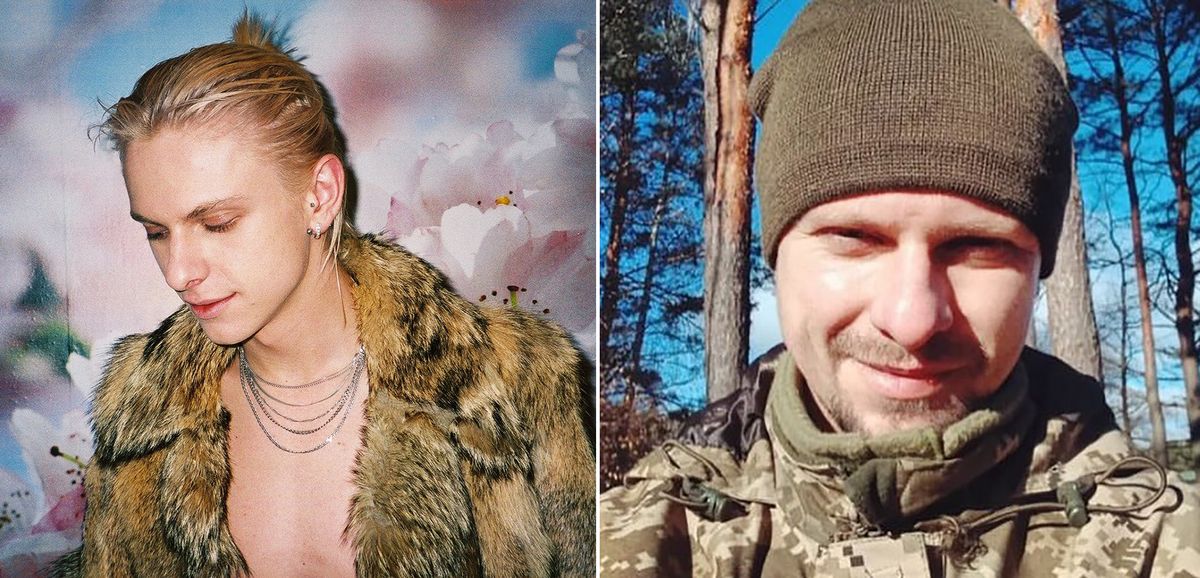 Artur Snitkus, before going to war (left) and after joining the military (right) Photos by Sasha Kurmaz (left) and Nataliia Martynenko (right), via Euromaidan Press/X
