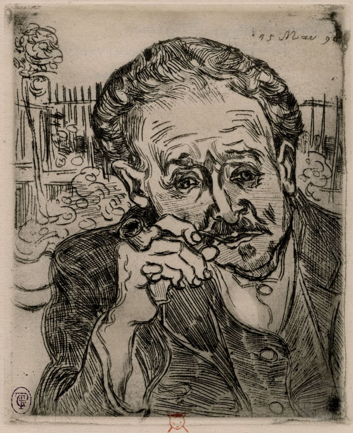 Vincent van Gogh's etching of Dr Paul Gachet, L’Homme à la Pipe, was donated to the British Museum in 1923 © The trustees of the British Museum, London