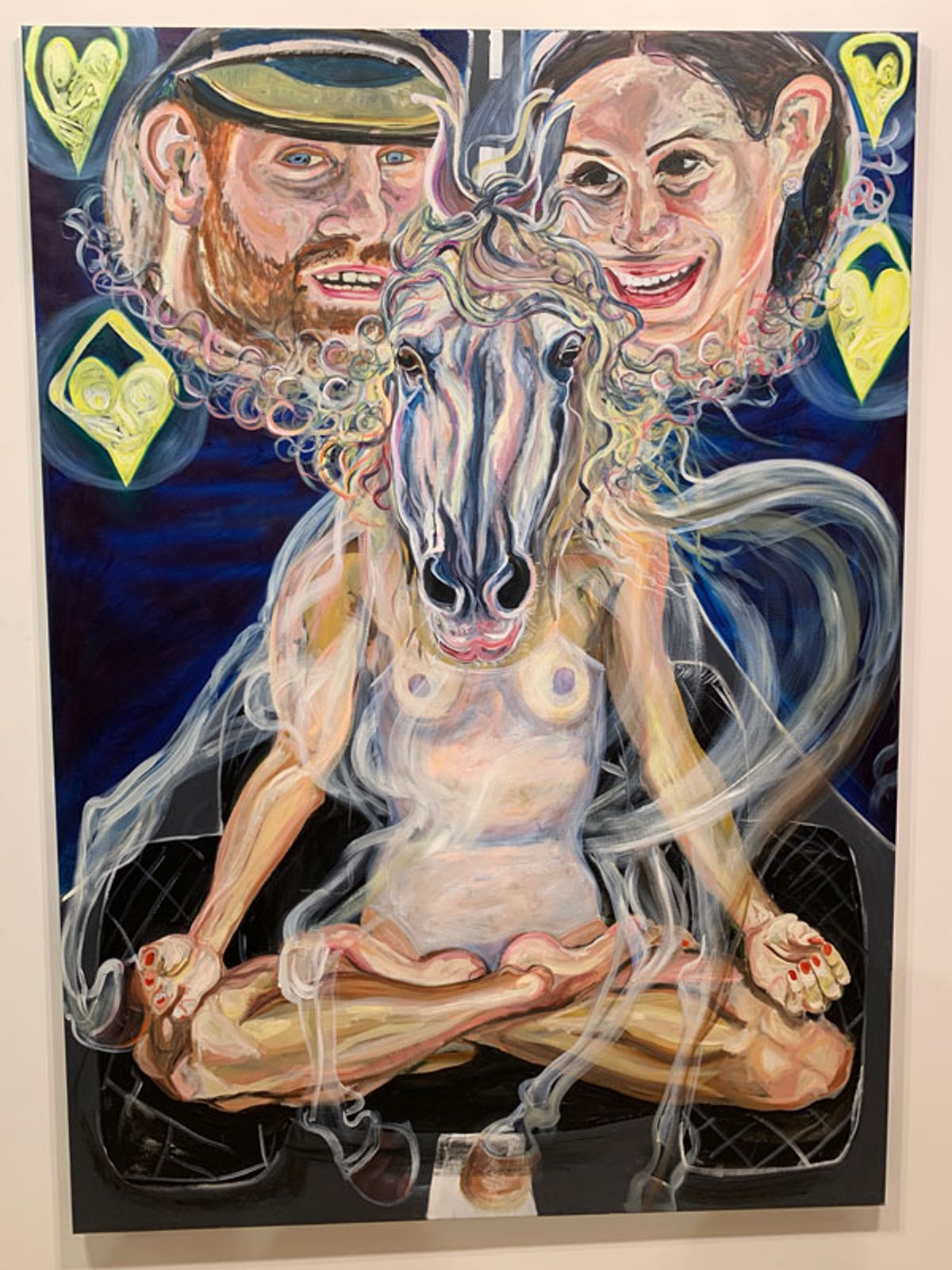 Jana Euler’s with and against all IT’s power (2019), depicting Harry and Meghan atop a naked female with a horse head © Gareth Harris