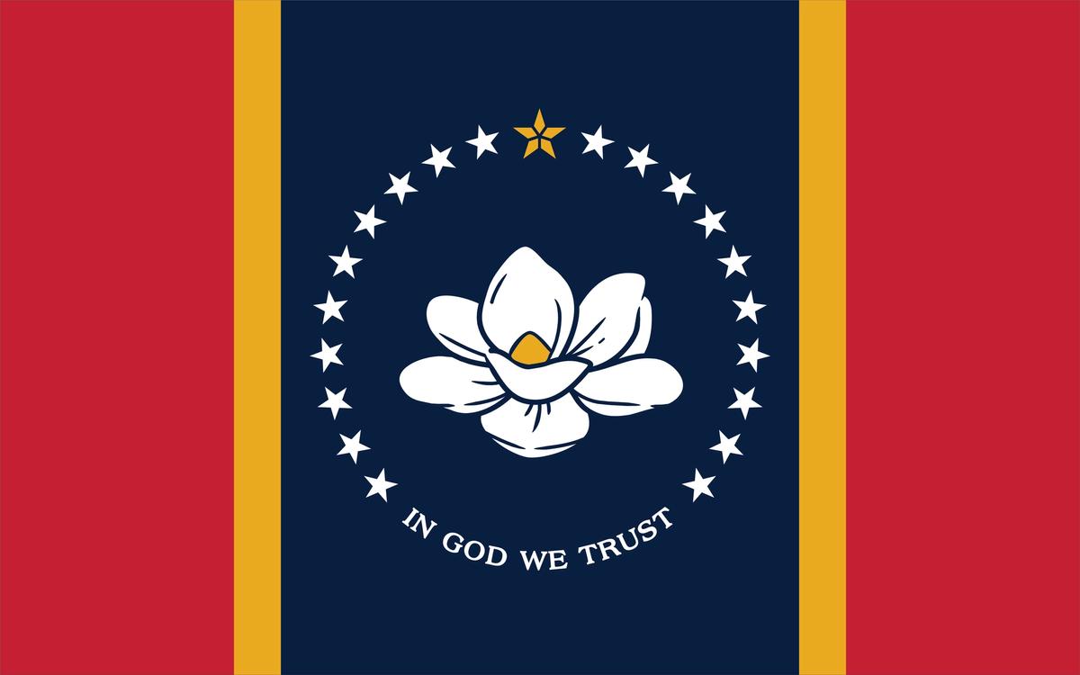 The New Magnolia flag "represents Mississippi’s sense of hope and rebirth, as the Magnolia often blooms more than once and has a long blooming season," says the designer Rocky Vaughan Courtesy of the Mississippi Department of Archives and History