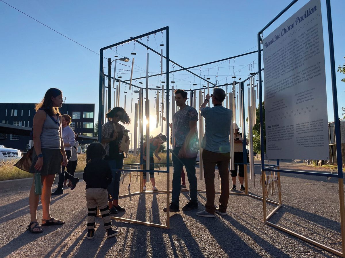 As part of Fema’s ArtWorks programme, Nathan Hall and Drew Austin brought their interactive sculpture Floodline Chime Pavilion (2023) to Denver neighbourhoods at risk of flooding Nathan Hall