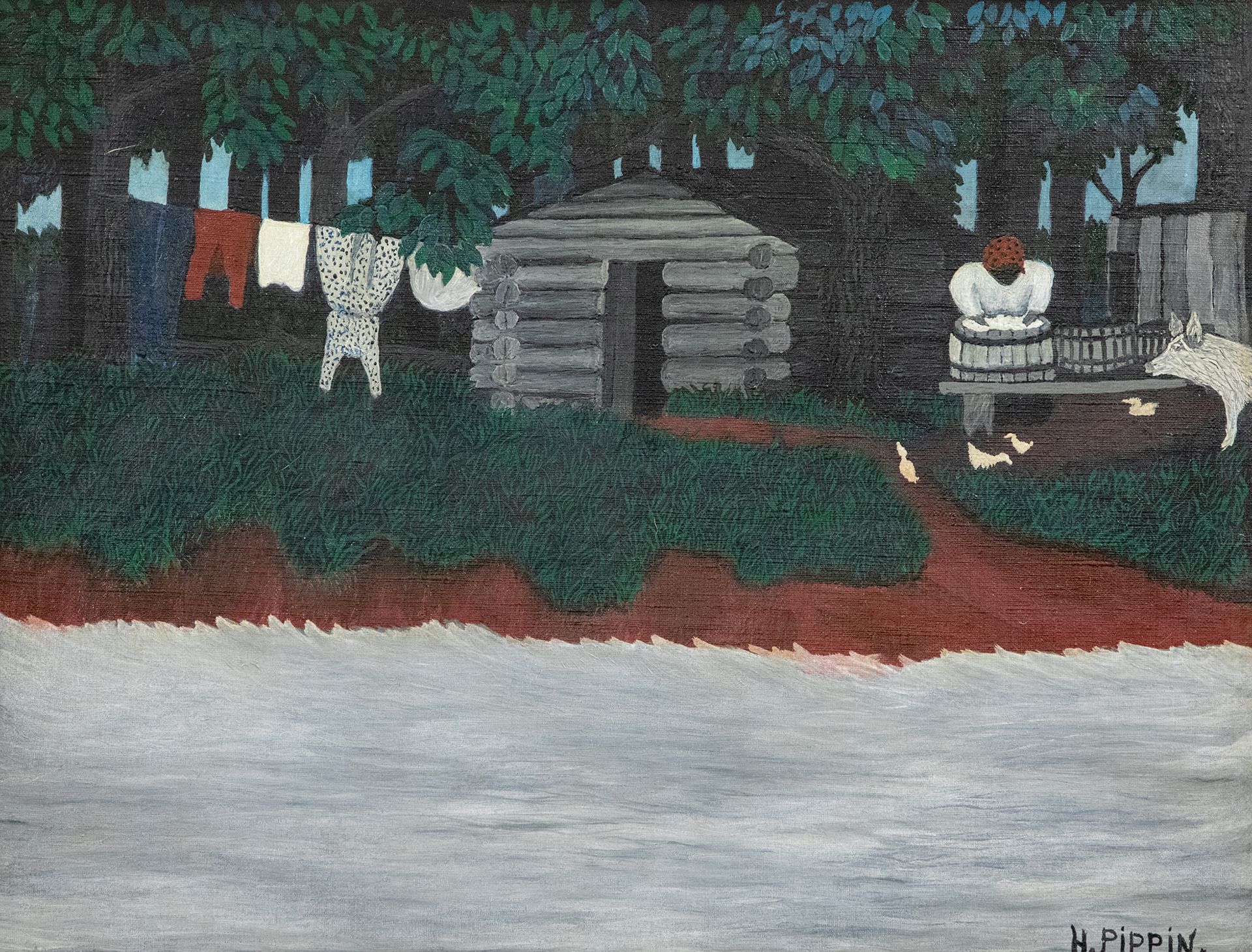 Horace Pippin's The Wash from around 1942, a gift of Laura and Richard Parsons American Folk Art Museum