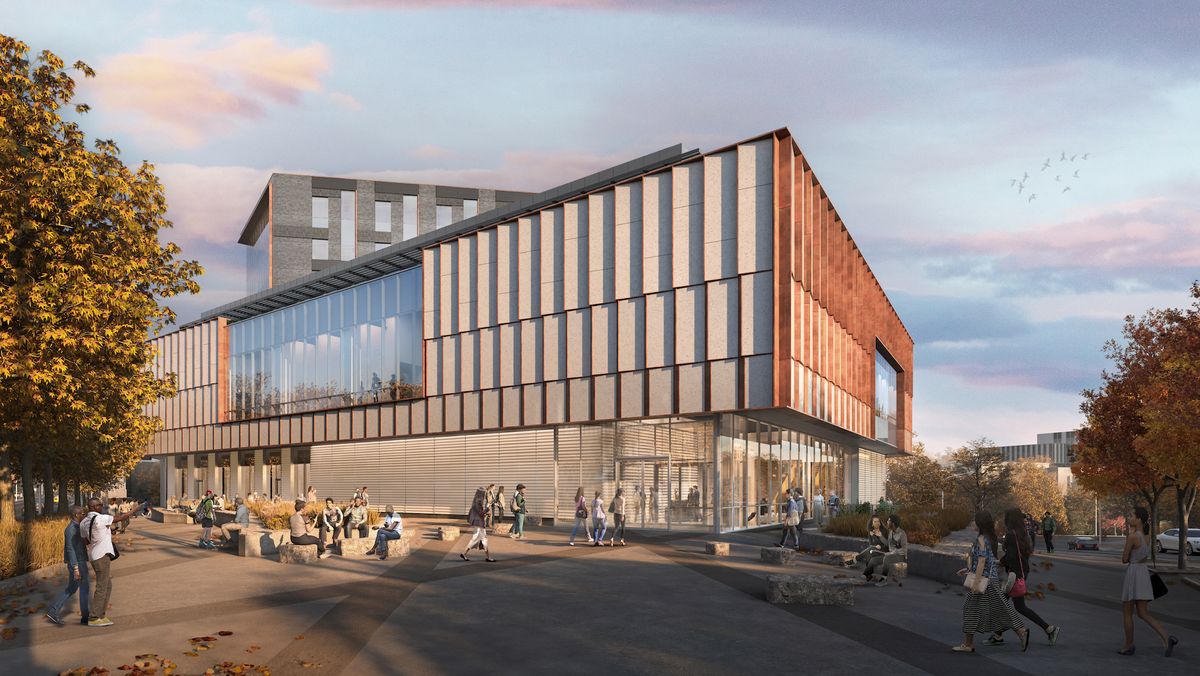 Rendering of the new Institute for Contemporary Art Pittsburgh, which will be housed within the Richard King Mellon Hall of Sciences, designed by ZGF Architects Credit: Atchain. Courtesy: Carnegie Mellon University