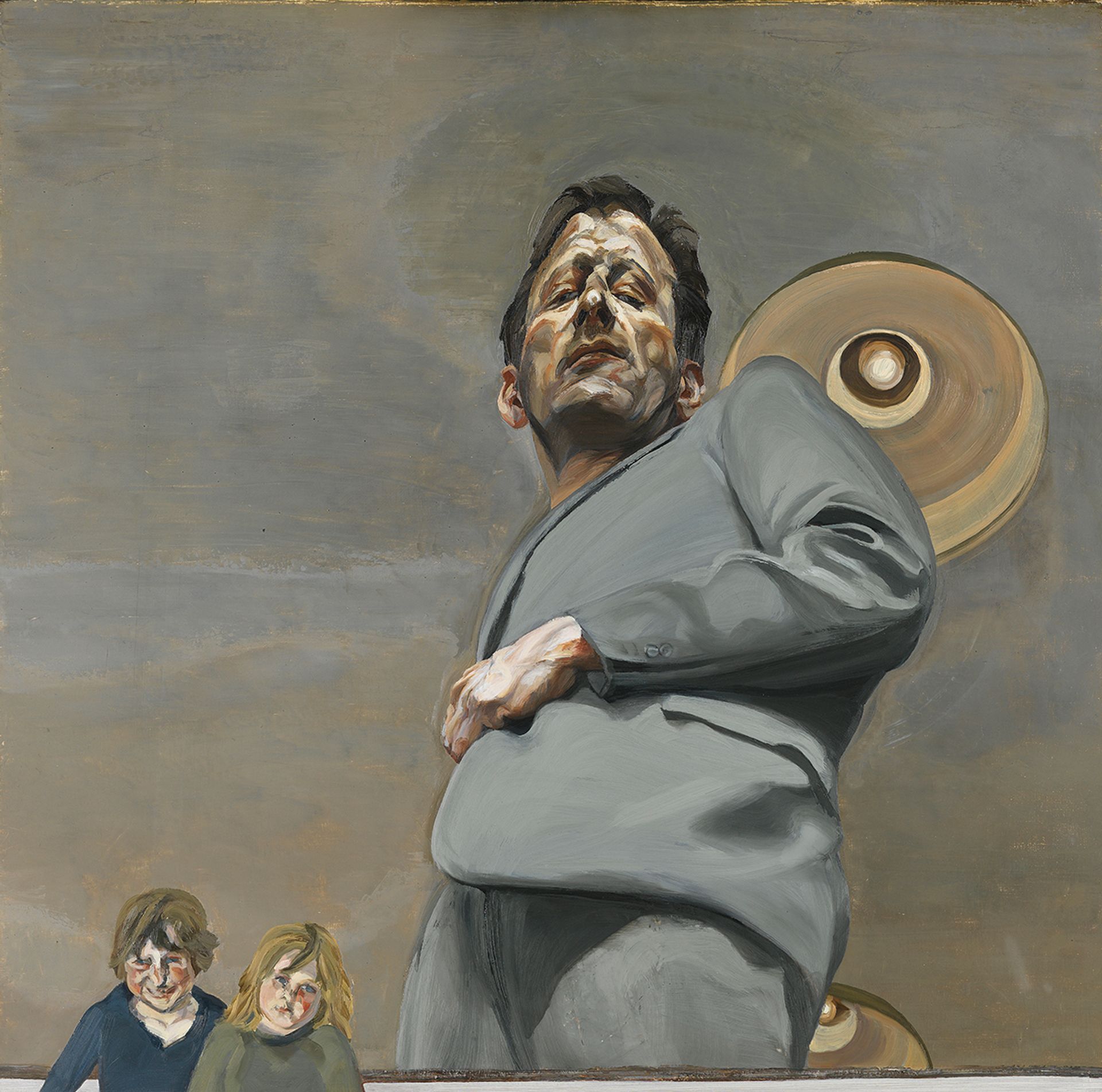 Freud’s Reflection with Two Children (Self-portrait) (1965) will be exhibited at the National Gallery © The Lucian Freud Archive / photo Museo Nacional Thyssen-Bornemisza, Madrid