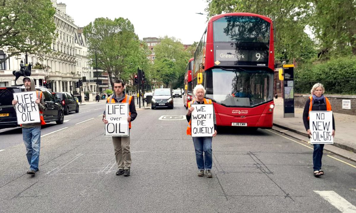 Simply Cease Oil activists stage London present Simply Cease Oil activists stage London present