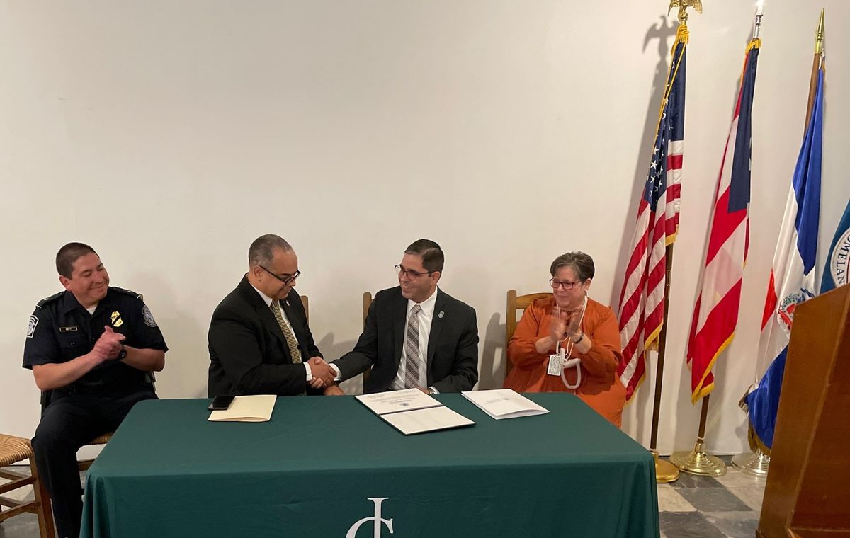 A ceremony marking the repatriation of the pre-Columbian artefacts Photo courtesy US Immigration and Customs Enforcement