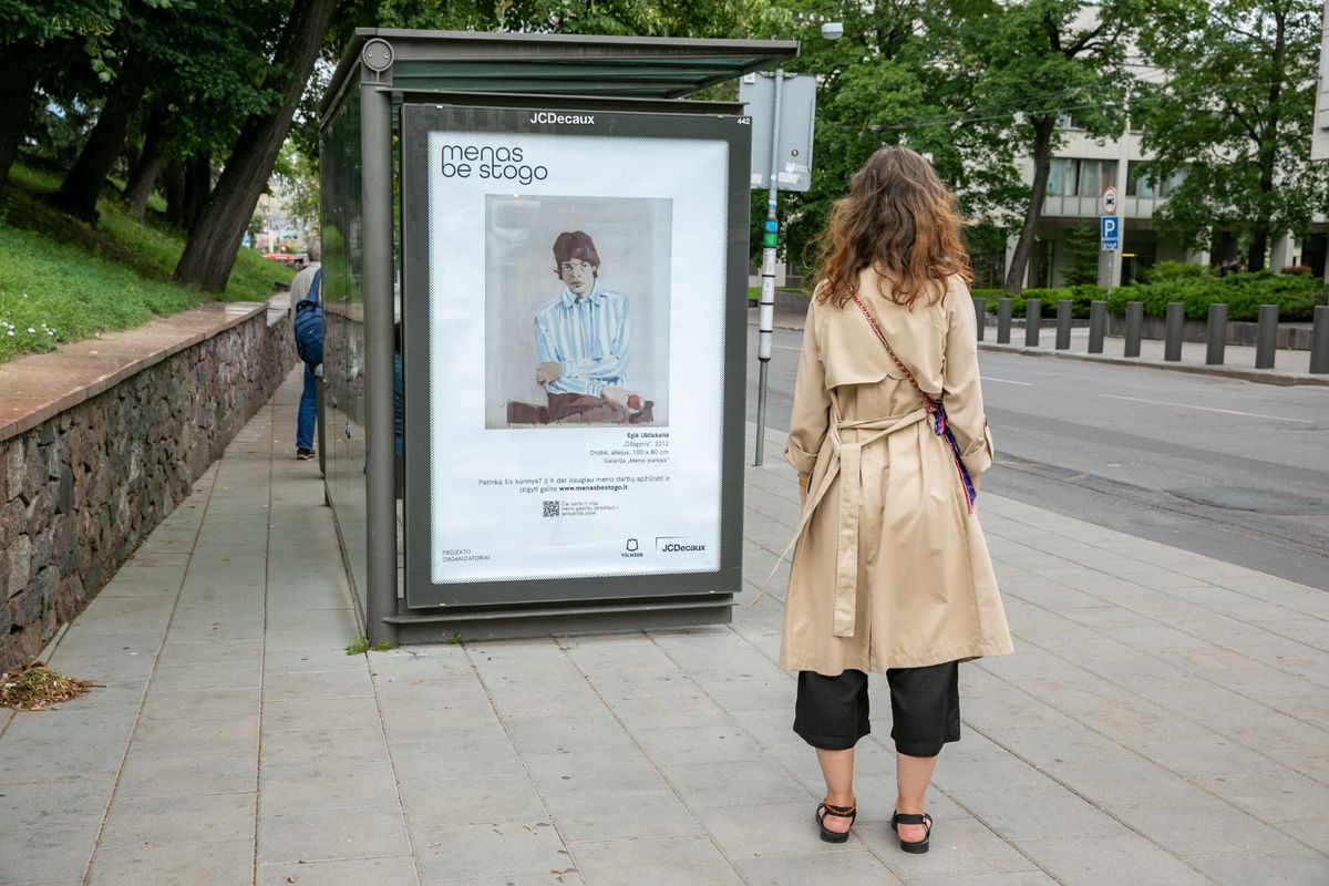 Egle Ulcickaite, Dzageris (2020) on display on a bus stop billboard in the city Photo: Courtesy of Saulius Ziura