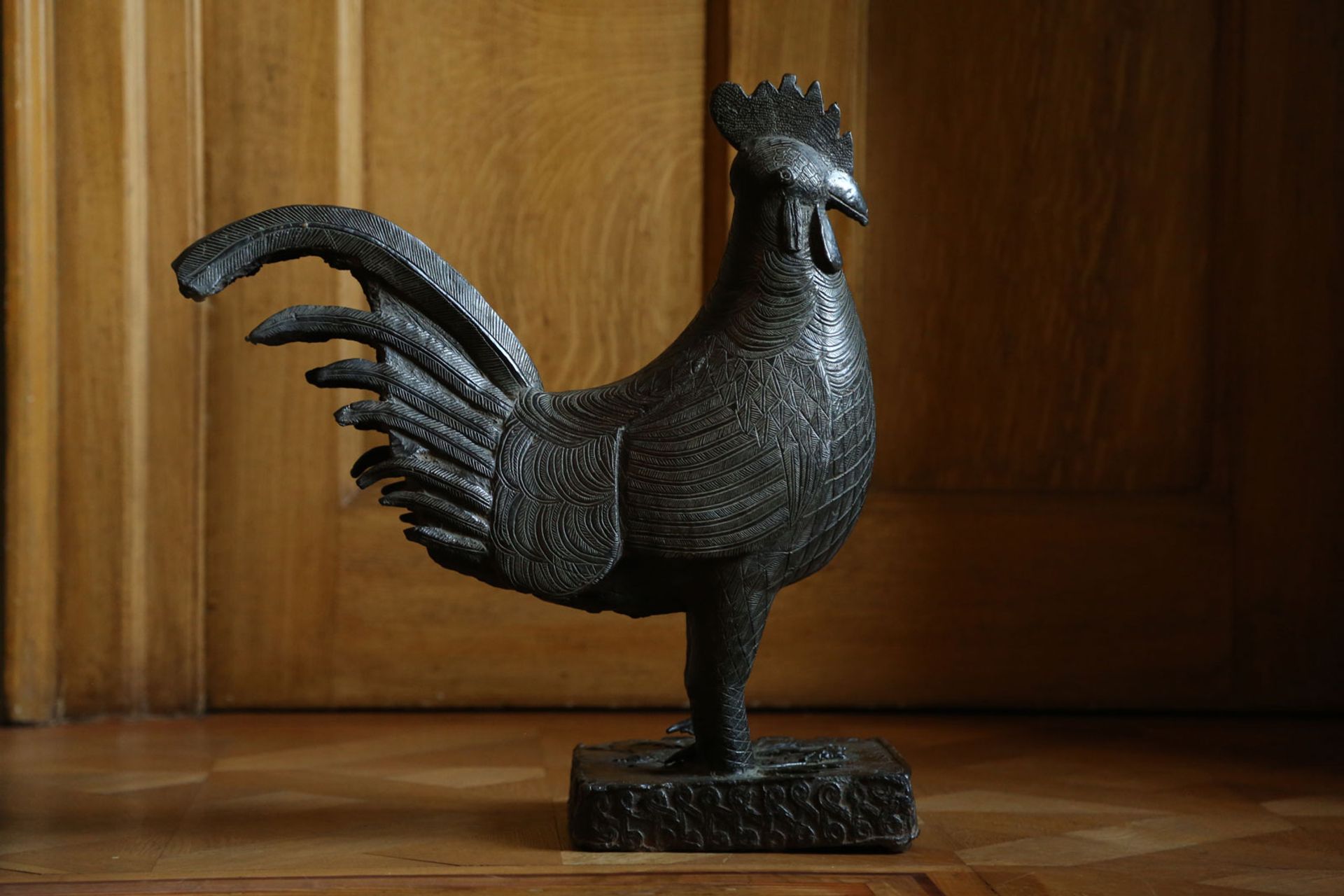 In Benin, cocks were sacrificial animals and bronze statues of them, like the one in Jesus college, adorned ancestral altars © Chris Loades