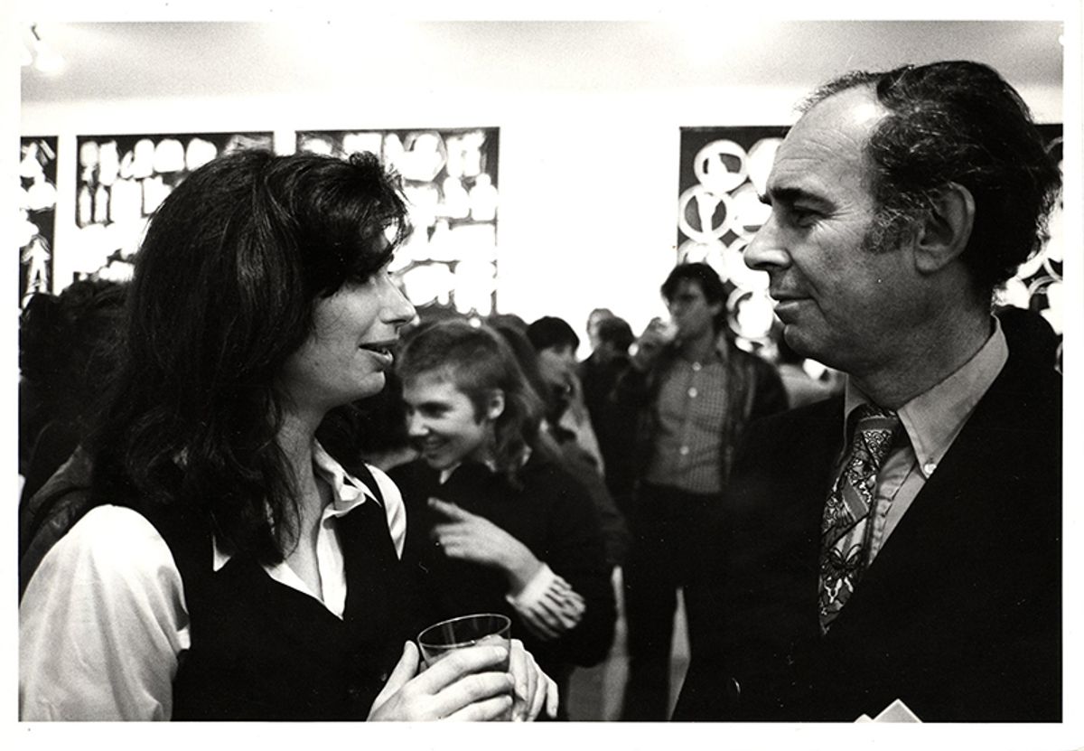 Irving Sandler with the artist Sherrie Levine at an exhibition opening at Artists Space in 1977 Courtesy Artists Space, New York