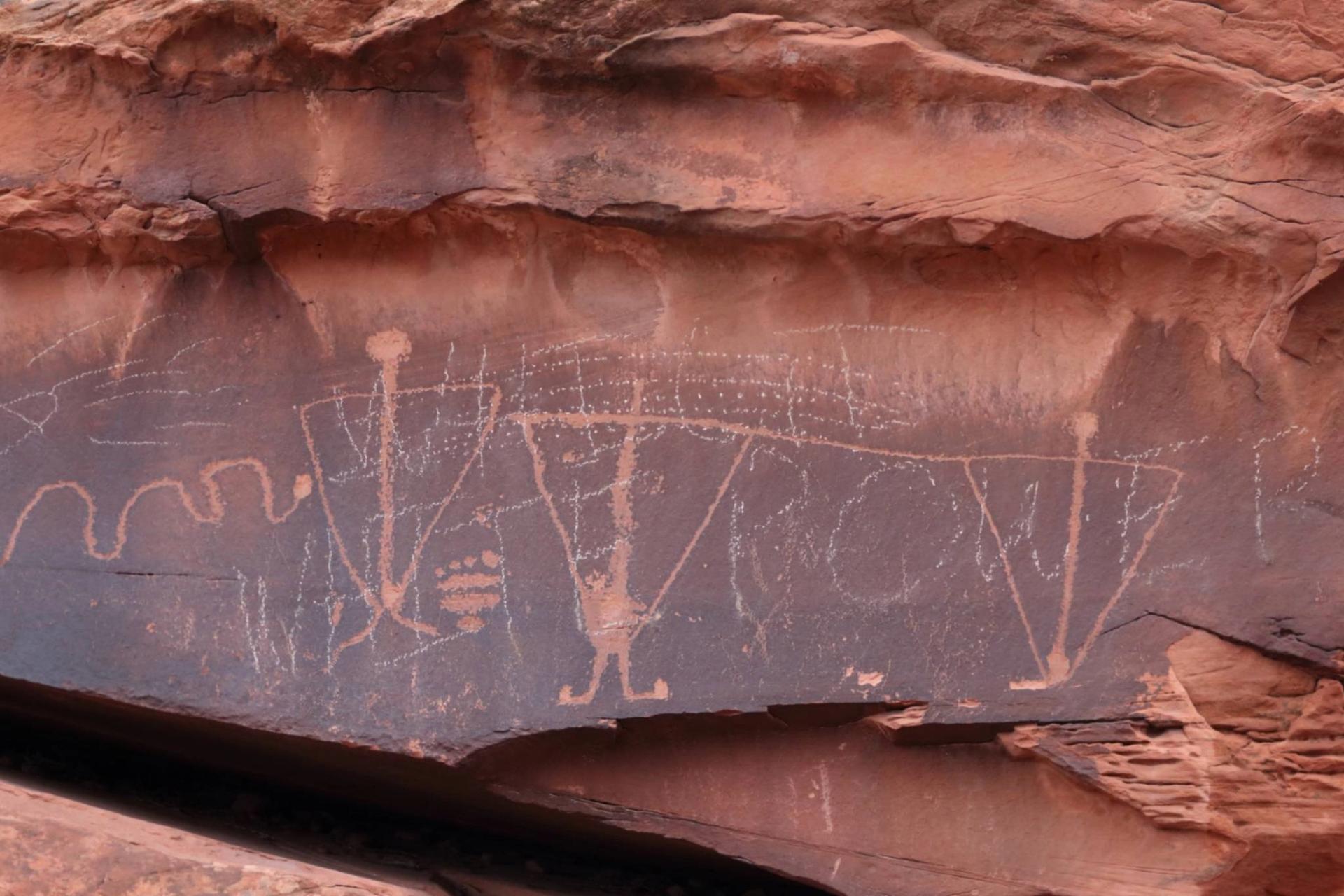 The petroglyph wall known as the Birthing Rock was vandalised with several obscenities Jody Patterson