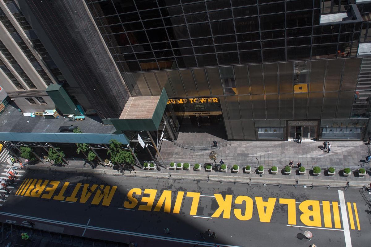 The Black Lives Matter mural opposite Trump Tower in Manhattan Photo by Michael Appleton/Mayoral Photography Office, via Flickr