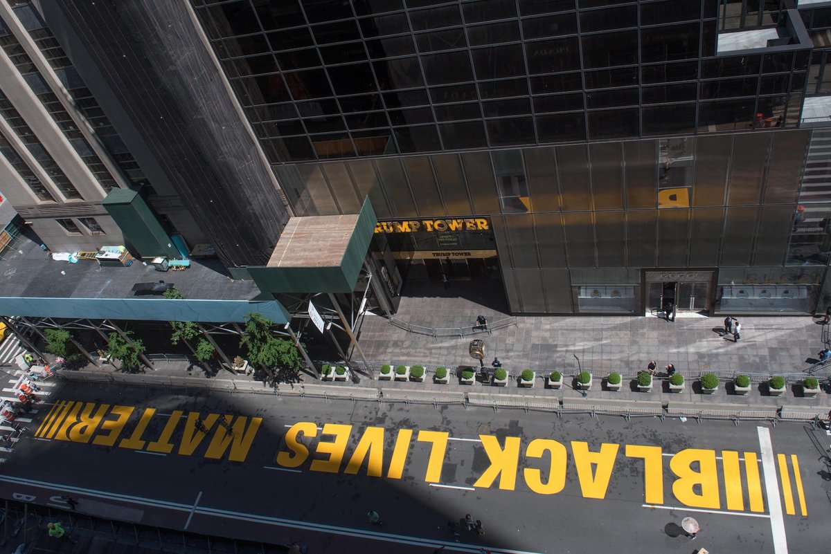 The Black Lives Matter mural opposite Trump Tower in Manhattan Photo by Michael Appleton/Mayoral Photography Office, via Flickr