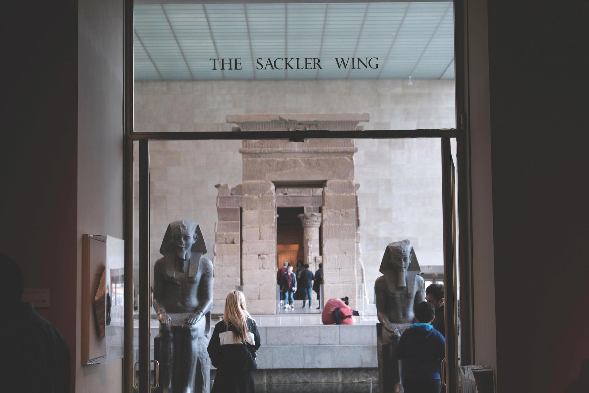 The former Sackler Wing at the Metropolitan Museum of Art, New York, in 2018. The Met, which had received gifts from the Sackler family for decades, removed the name from its buildings at the end of last year, following a campaign led by the artist Nan Goldin. Spencer Platt/Getty Images. 