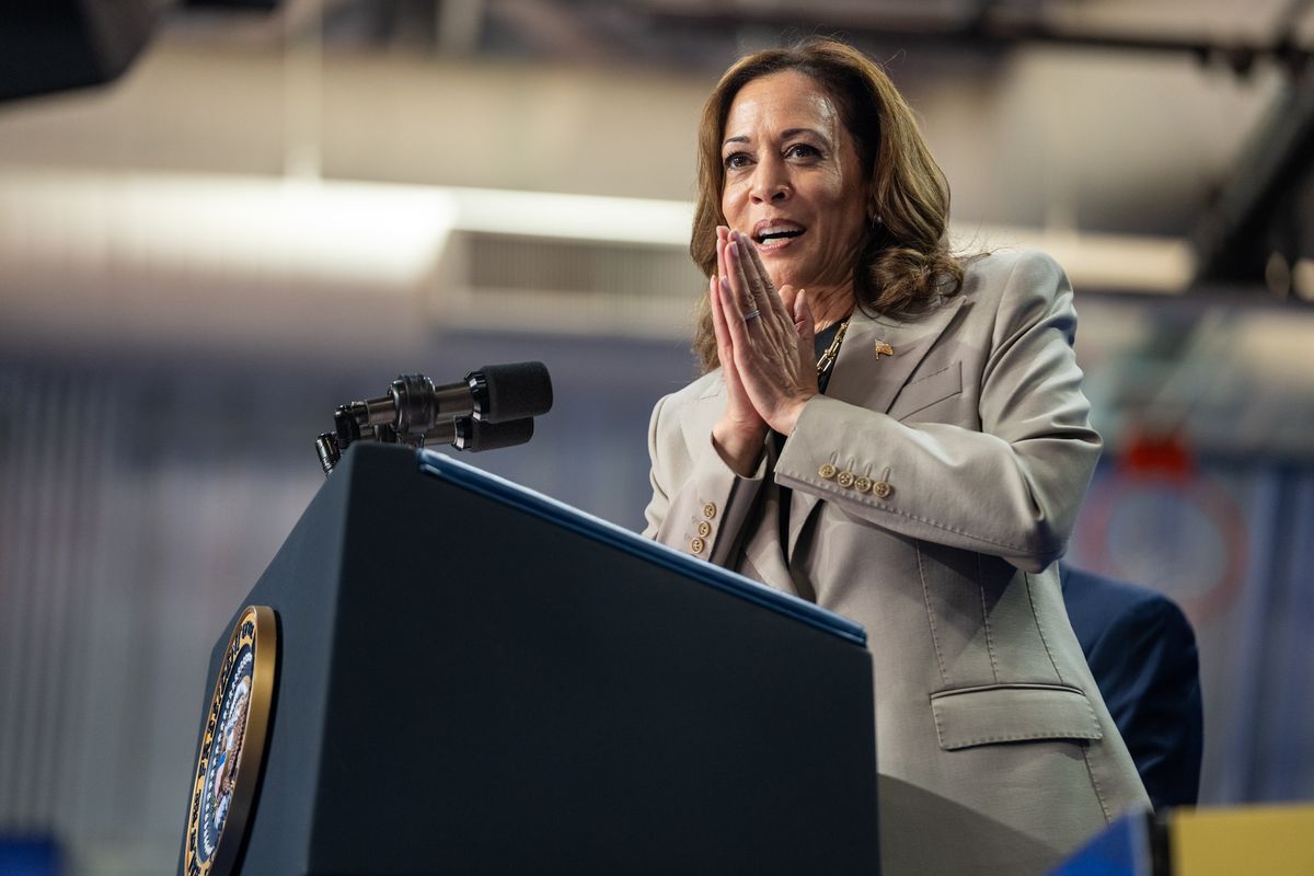 US Vice President Kamala Harris delivers remarks in Largo, Maryland, on 15 August 2024 Official White House Photo by Lawrence Jackson, via Flickr