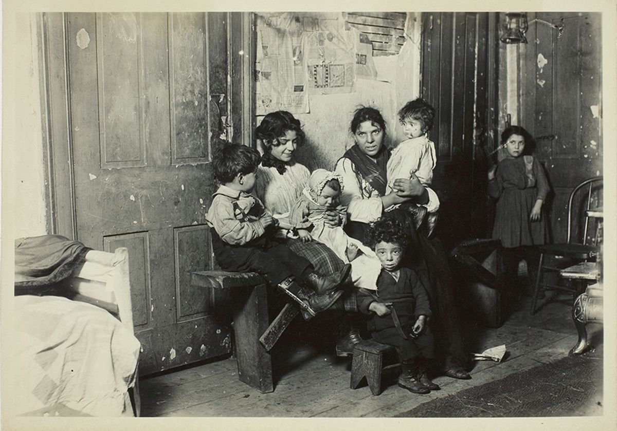 Lewis Wickes Hine’s 1910 photograph of an Italian family in Chicago, from the AIC’s collection. Hine was a sociologist whose photos of poverty-stricken families helped bring about the first child labour laws in the US
Courtesy of Art Institute of Chicago



