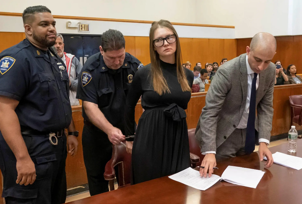 Anna Sorokin during her sentencing in Manhattan court on 9 May 2019.
Photo: Steven Hirsch/Pool via Reuters.