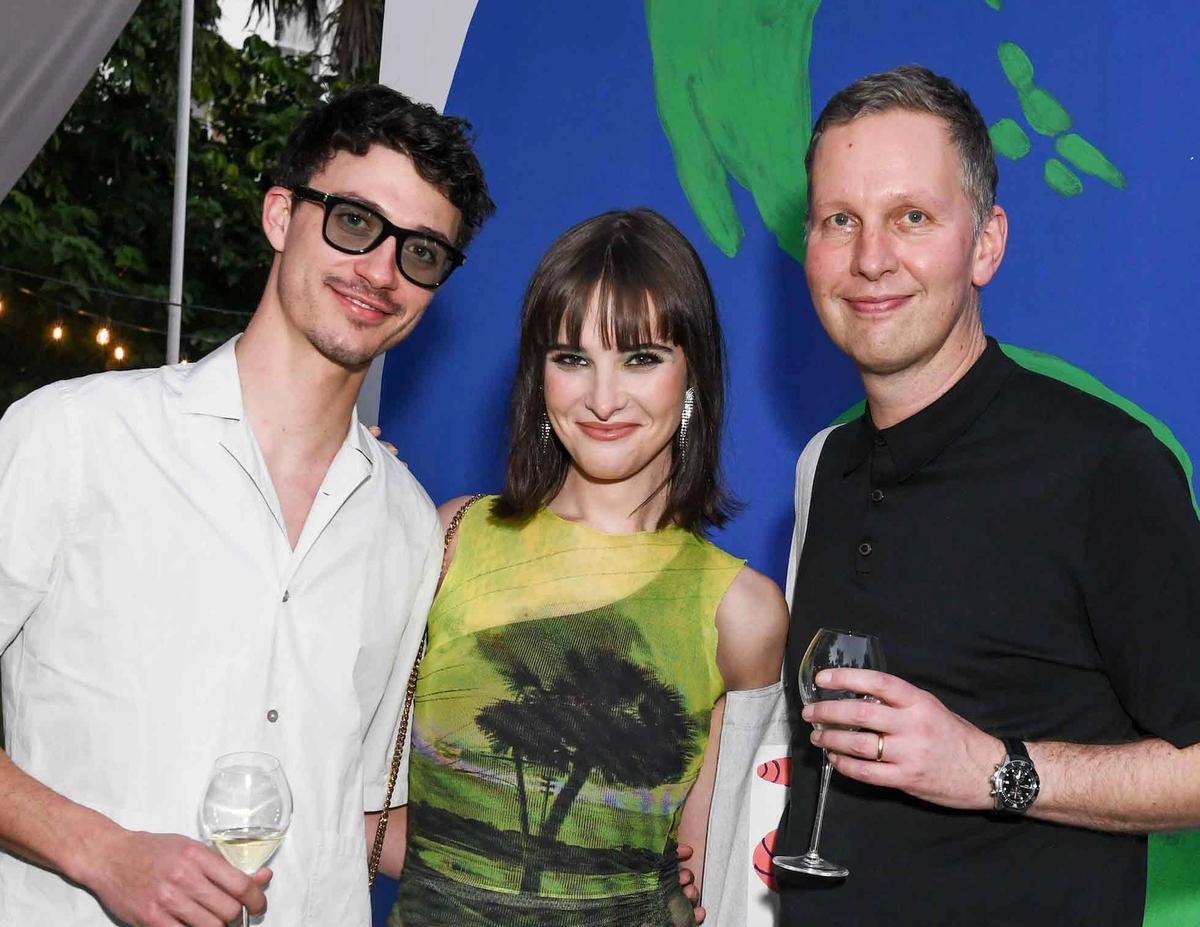 Jacob Bixenman, Hari Nef and David Shrigley raise a glass Photo: Madison McGaw/BFA.com