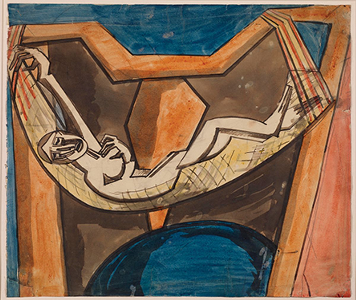 Helen Saunders’s Hammock (around 1913-14); after the disappearance of Vorticism, the artist eschewed other artistic movements The Courtauld, London (Samuel Courtauld Trust); © Estate of Helen Saunders

