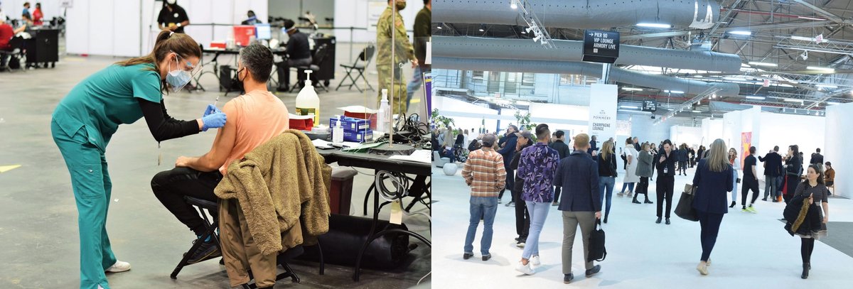 One year on: the Javits Center, used as a vaccination centre in March 2021, will now become the venue for the Armory Show Paul Bruinooge/Patrick McMullan via Getty Images