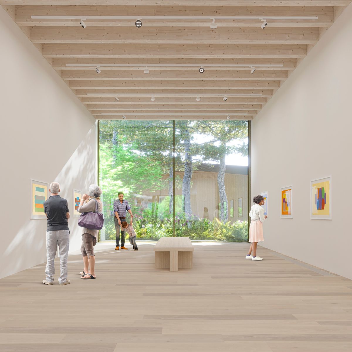 Rendering of the south gallery at the Marianne and Edward Gibson Art Museum at Simon Fraser University Image courtesy The Mirage Studio and The Marianne and Edward Gibson Art Museum.