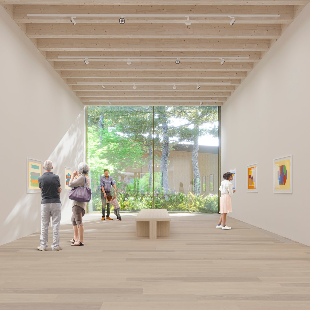 Rendering of the south gallery at the Marianne and Edward Gibson Art Museum at Simon Fraser University Image courtesy The Mirage Studio and The Marianne and Edward Gibson Art Museum.