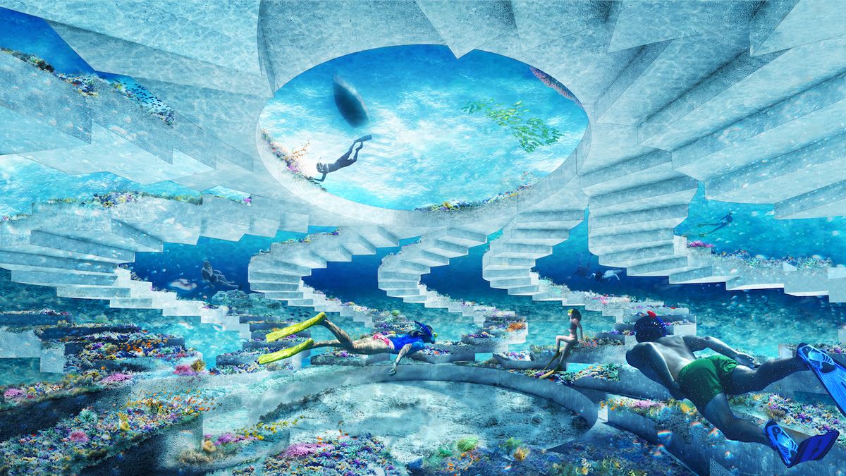 Rendering of OMA Installation for The ReefLine © OMA