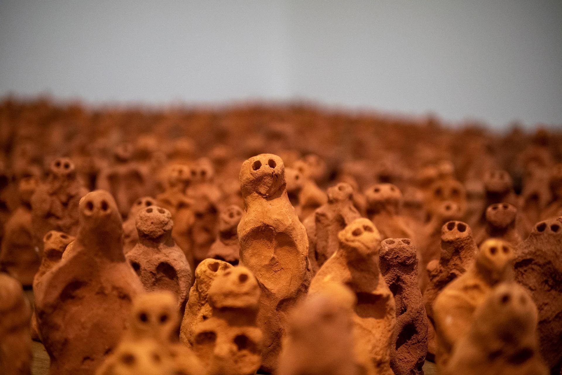 An installation shot of Antony Gormley's Field at Firstsite in Colchester Photo: Rob Hill