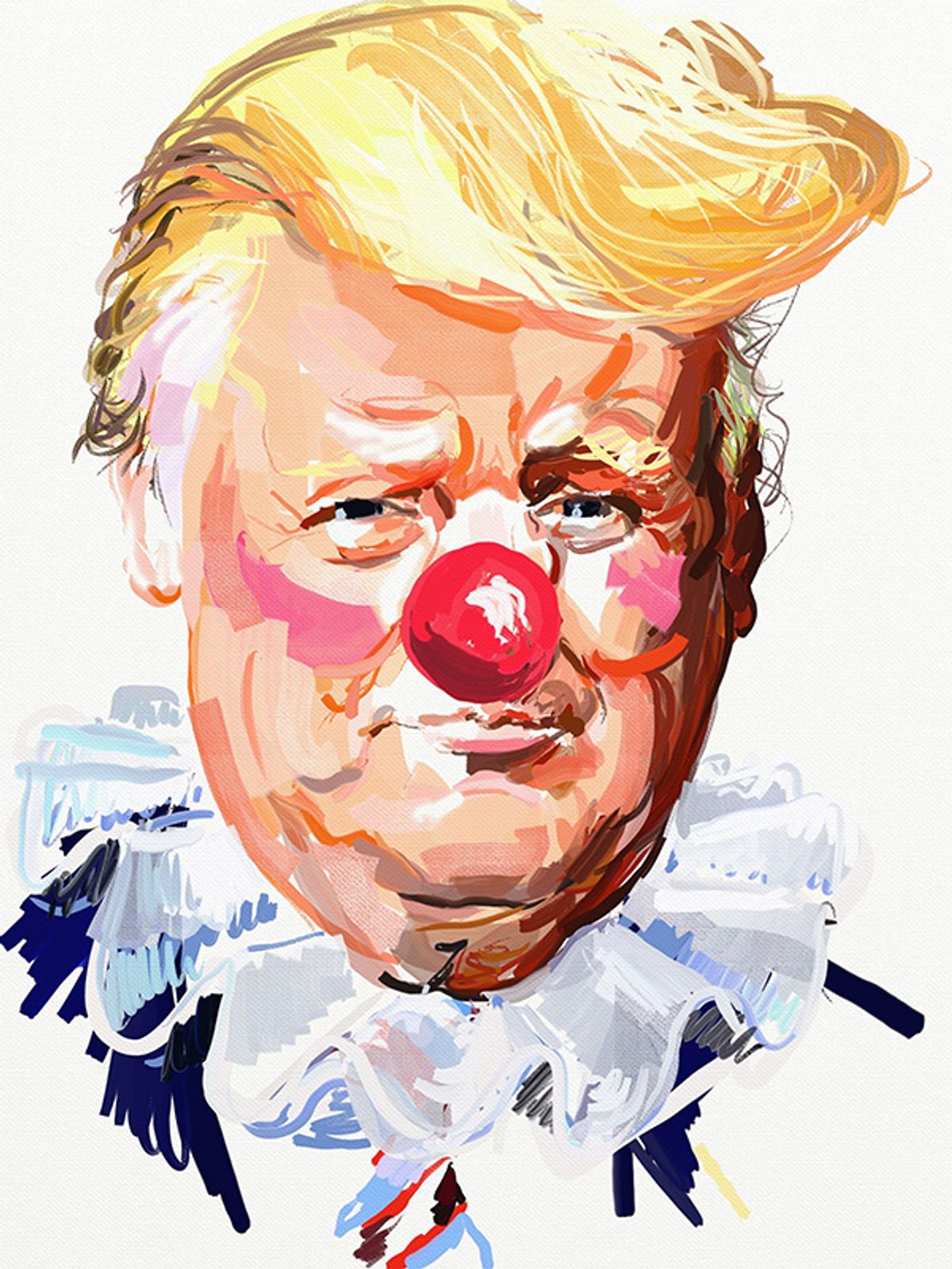 Eric Fischl's clown-Trump poster Eric Fischl. Courtesy of Skarstedt Gallery