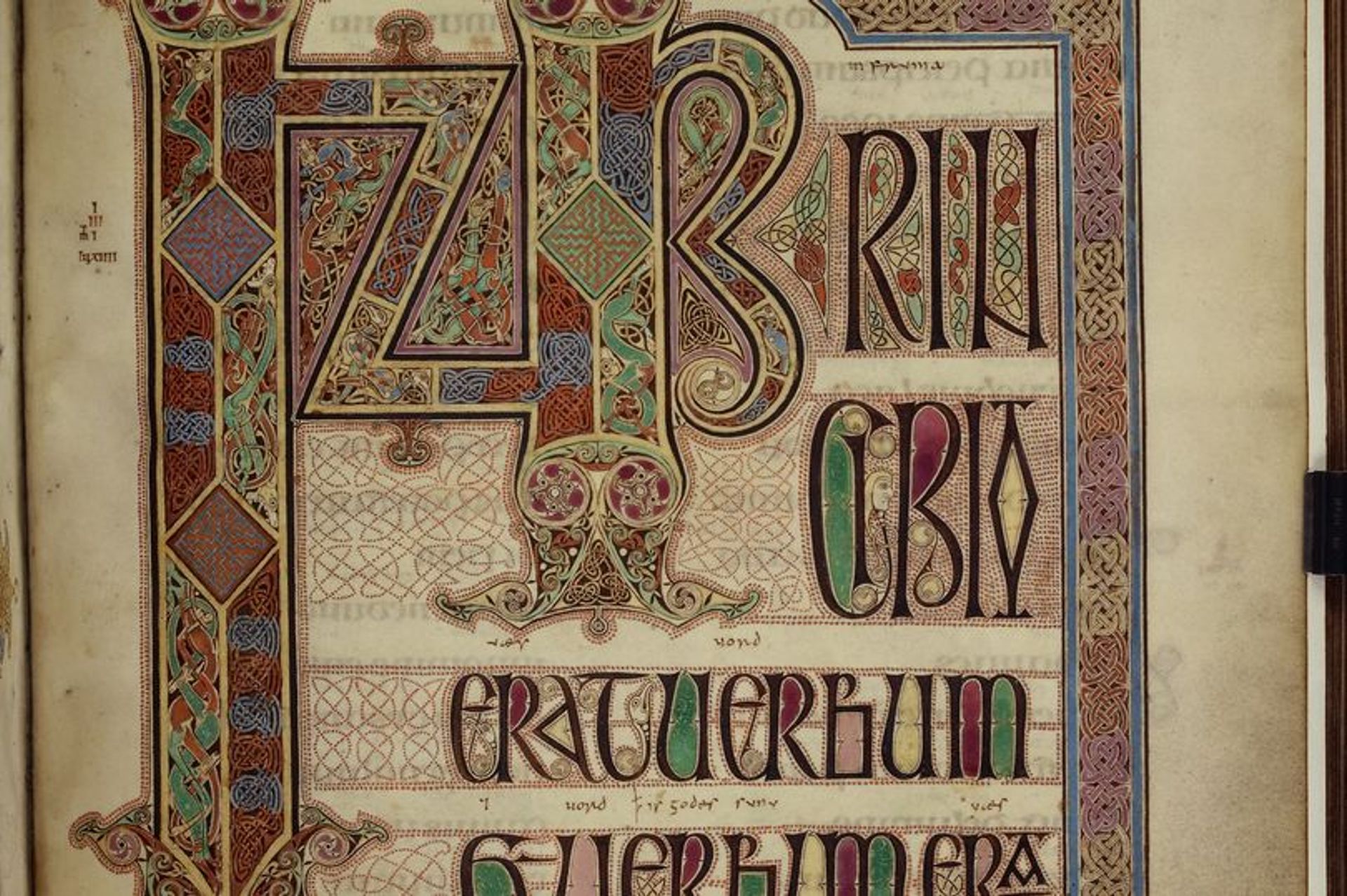 Lindisfarne Gospels, incipit to Gospel of John. 

courtesy The British Library
