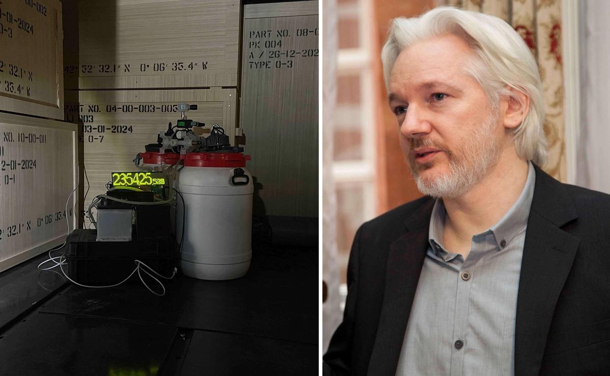 A safe room holds a cache of 16 artworks and a mechanism that could destroy them if a daily assurance isn't received that Julian Assange is still alive Left: © The Foundry Studio