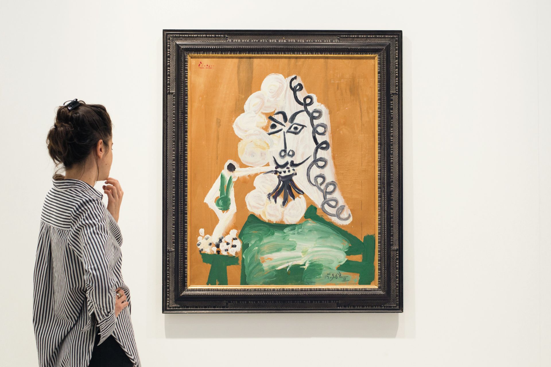 Pablo Picasso's Mousquetaire Buste (1968) is on sale at Mazzoleni gallery's stand at Art Basel in Hong Kong for $9.5m Liu Jingya