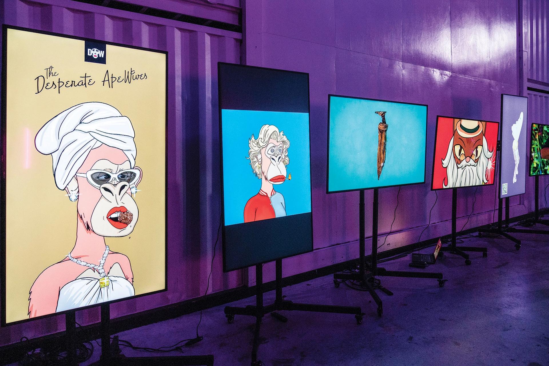 The Desperate ApeWives NFT collection on show during last month’s Miami Art Week Photo: Erika Goldring/Getty Images for Marshland