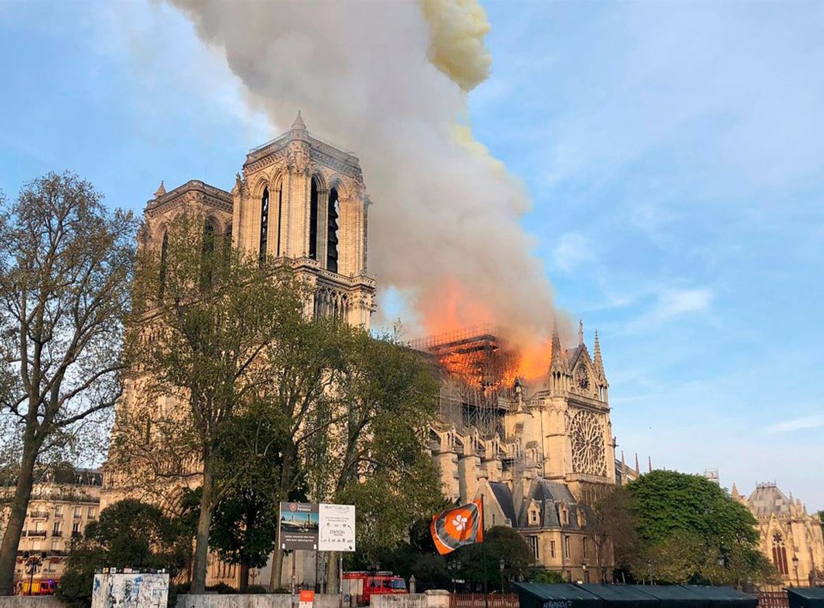 Notre-Dame cathedral's spire collapsed after a fire on Monday © AP Photo