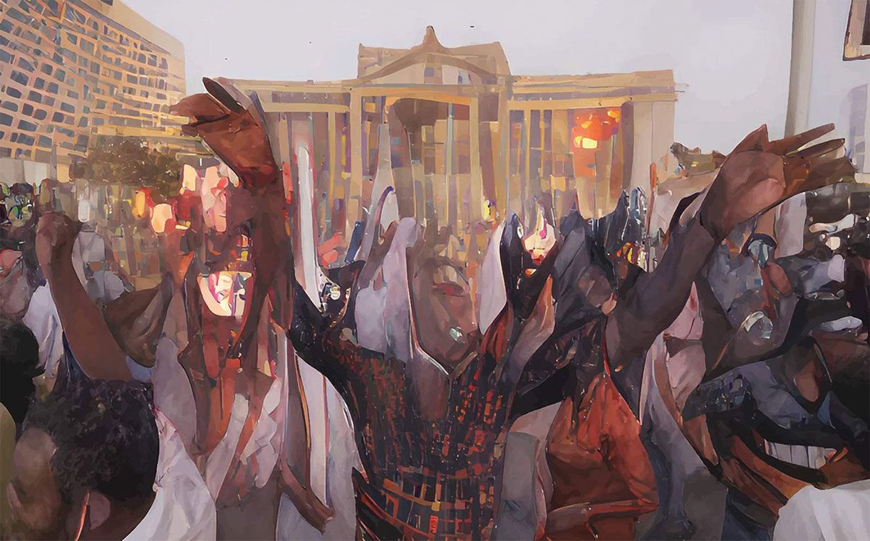 Sri Lankan artist Muvindu Binoy’s PROTEST IN COLOUR (2022) Courtesy of the artist