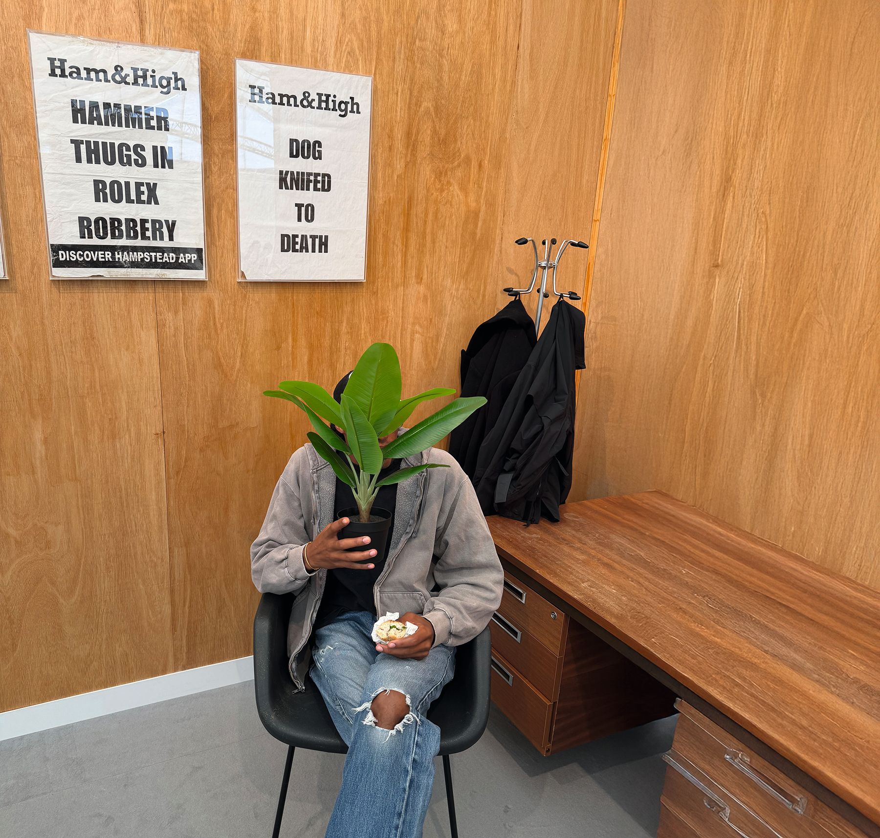 Artist Marcus Jefferson cosplays an undercover reporter at Harlesden High Street gallery’s stand
