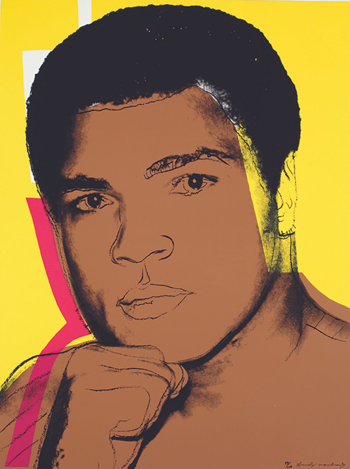 World famous for a great deal longer than 15 minutes: Andy Warhol’s Muhammad Ali screen print (1978)
© Andy Warhol Foundation for the Visual Arts