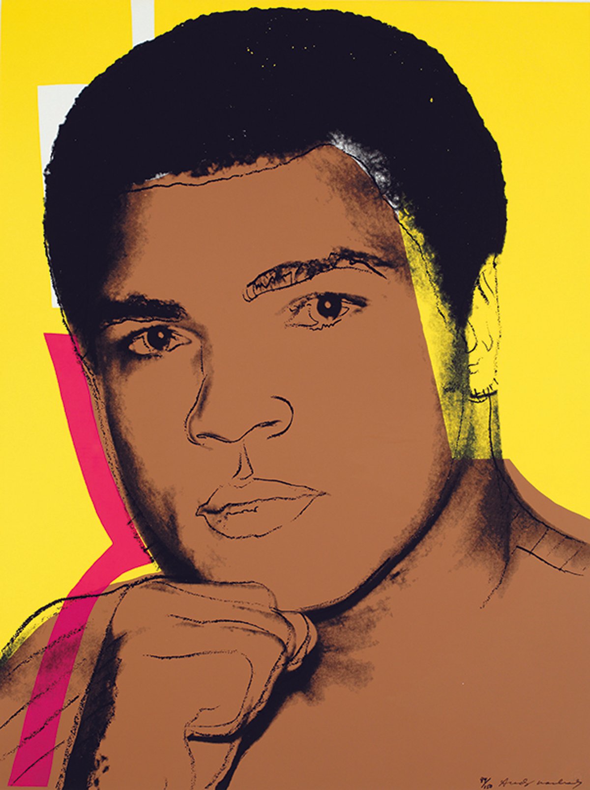 World famous for a great deal longer than 15 minutes: Andy Warhol’s Muhammad Ali screen print (1978)
© Andy Warhol Foundation for the Visual Arts