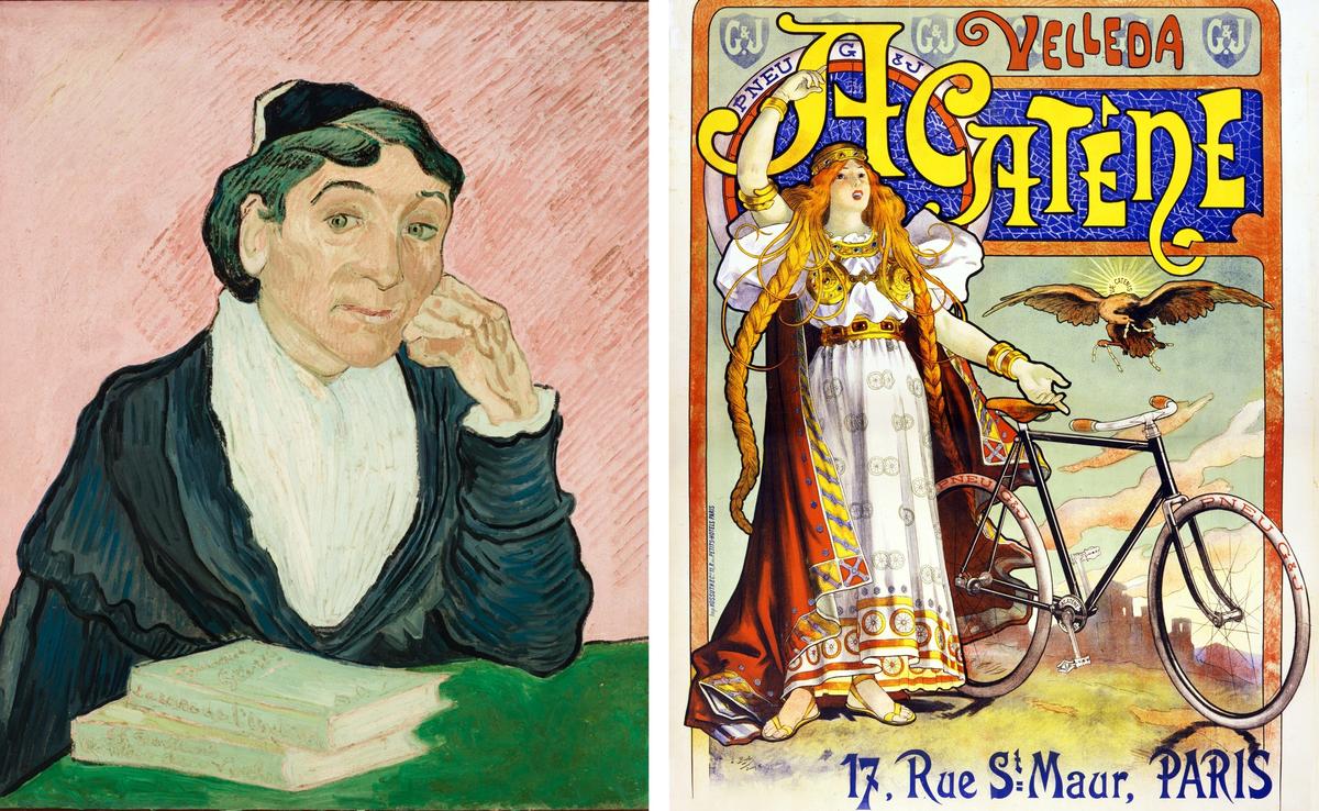 The portrait Henri Matisse wanted—but his brother Auguste got a bicycle: Van Gogh’s L’Arlesienne (The Arlesienne Woman) (April 1890) and Lucien Baylac’s poster for Acatène bicycles (1898)
Museu de Arte de São Paulo and JJs / Alamy Stock Photo