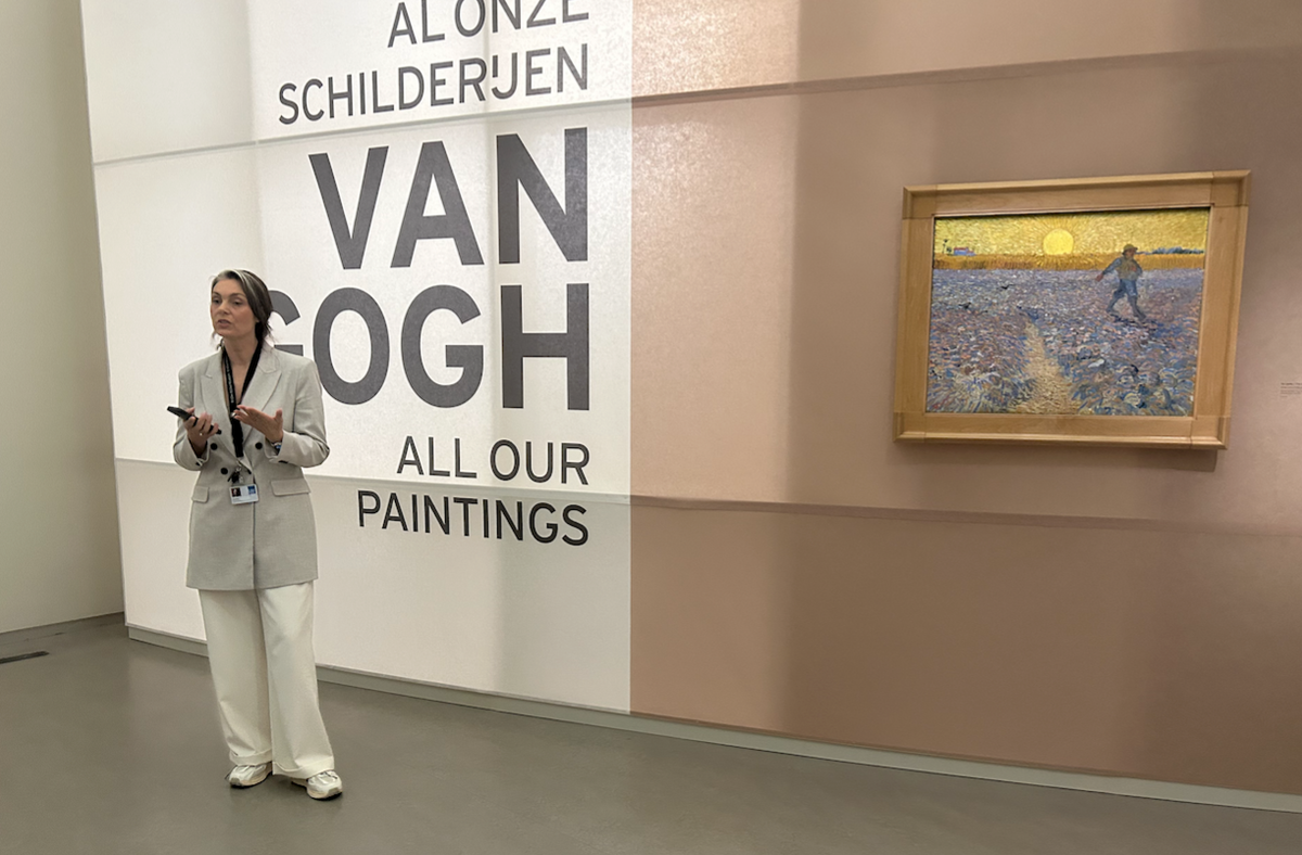 Curator Renske Cohen Tervaert speaking at the opening of Van Gogh, All Our Paintings at the the Kröller-Müller Museum, Otterlo, with The Sower (June 1888)

Kröller-Müller Museum, Otterlo (photograph Marjon Gemmeke)