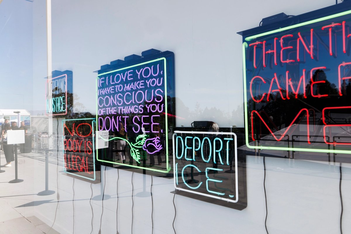 The artist’s bold neons take from the aesthetics of mom-and-pop storefront signage in Los Angeles Photo: Carlin Stiehl