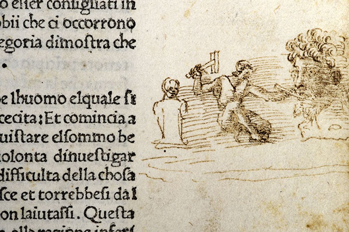 Hot take: the sketch was in a copy of Dante’s Inferno Biblioteca Vallicelliana Roma